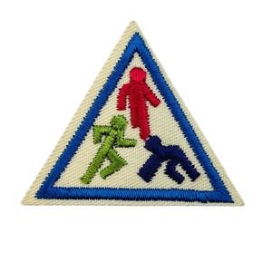 Brownie Try-Its Play Badge Triangle Patch 1980s Girl Scouts Playing Around World